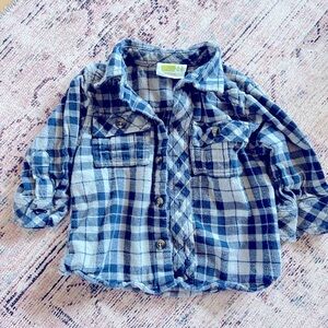 Crazy 8 Blue and Gray Button Down Shirt Flannel